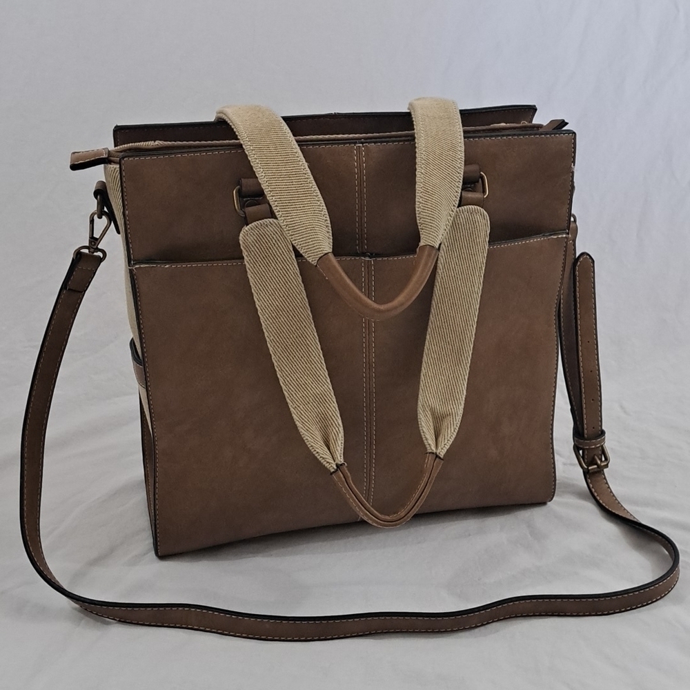 Simply Noelle Camel Brown Vegan Leather and Canvas